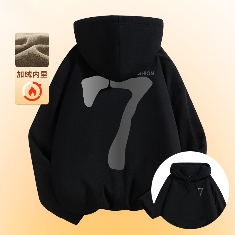 秋冬季男装长袖衣服青少年外套男士重磅潮牌连帽卫衣加绒宽松外套