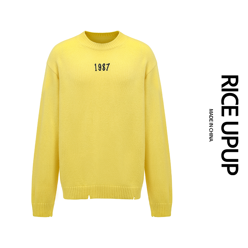 RICE UPUP-"小黄鸭"薄款黄色破坏毛衣