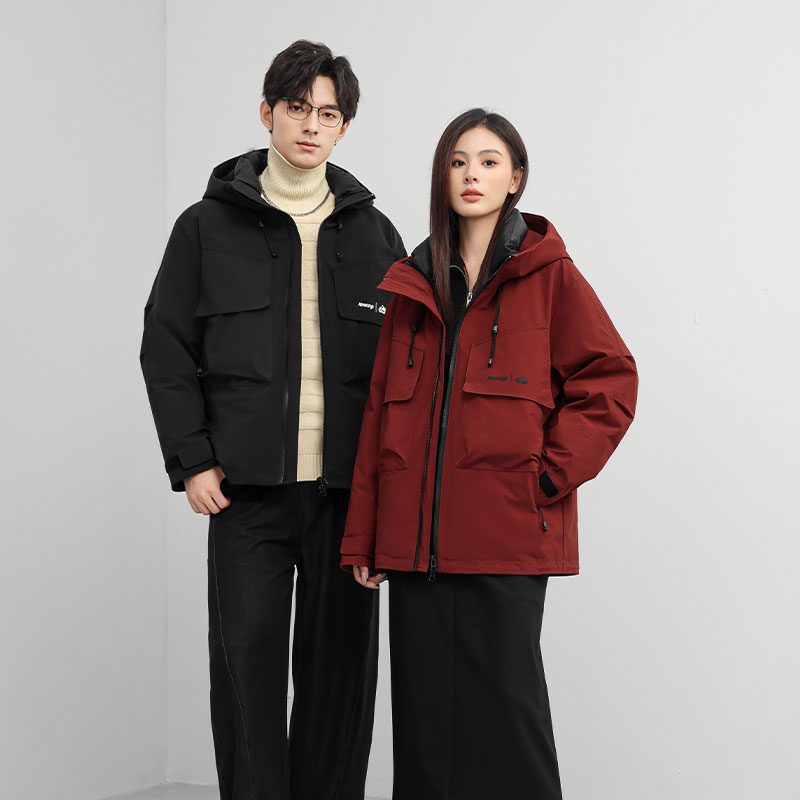 真两件三合一外套羽绒服情侣男女同款户外加厚90白鸭绒时尚百搭潮