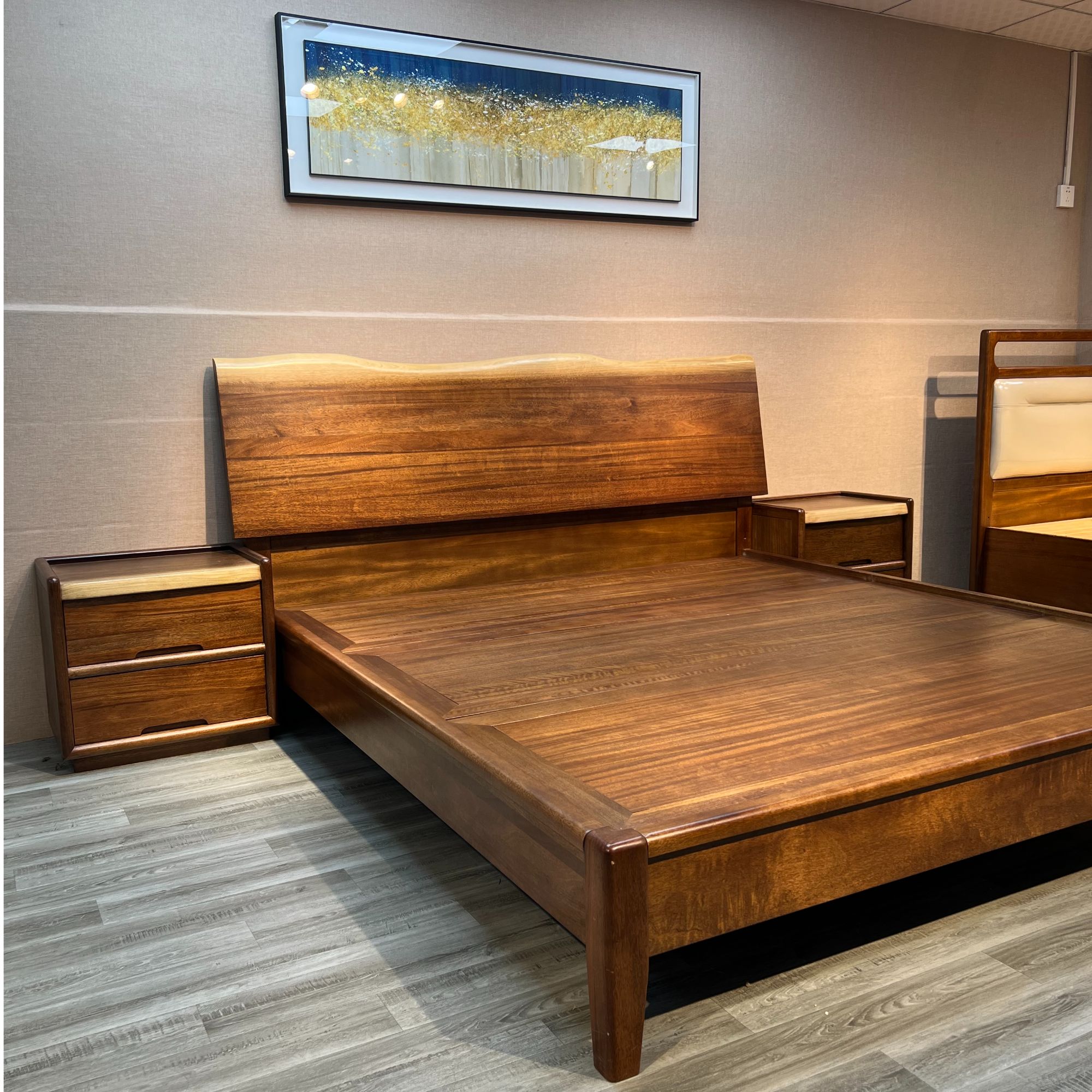 胡桃木实木床1米8胡桃木双人床主卧实木床1米五家用实木床