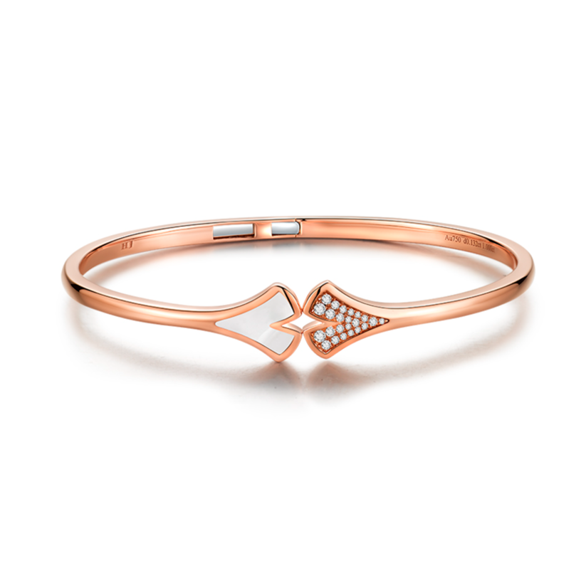 银杏叶系列 | 18K金钻石手镯轻奢时尚设计师