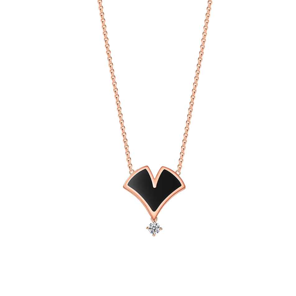 银杏叶系列 | 18K金钻石项链