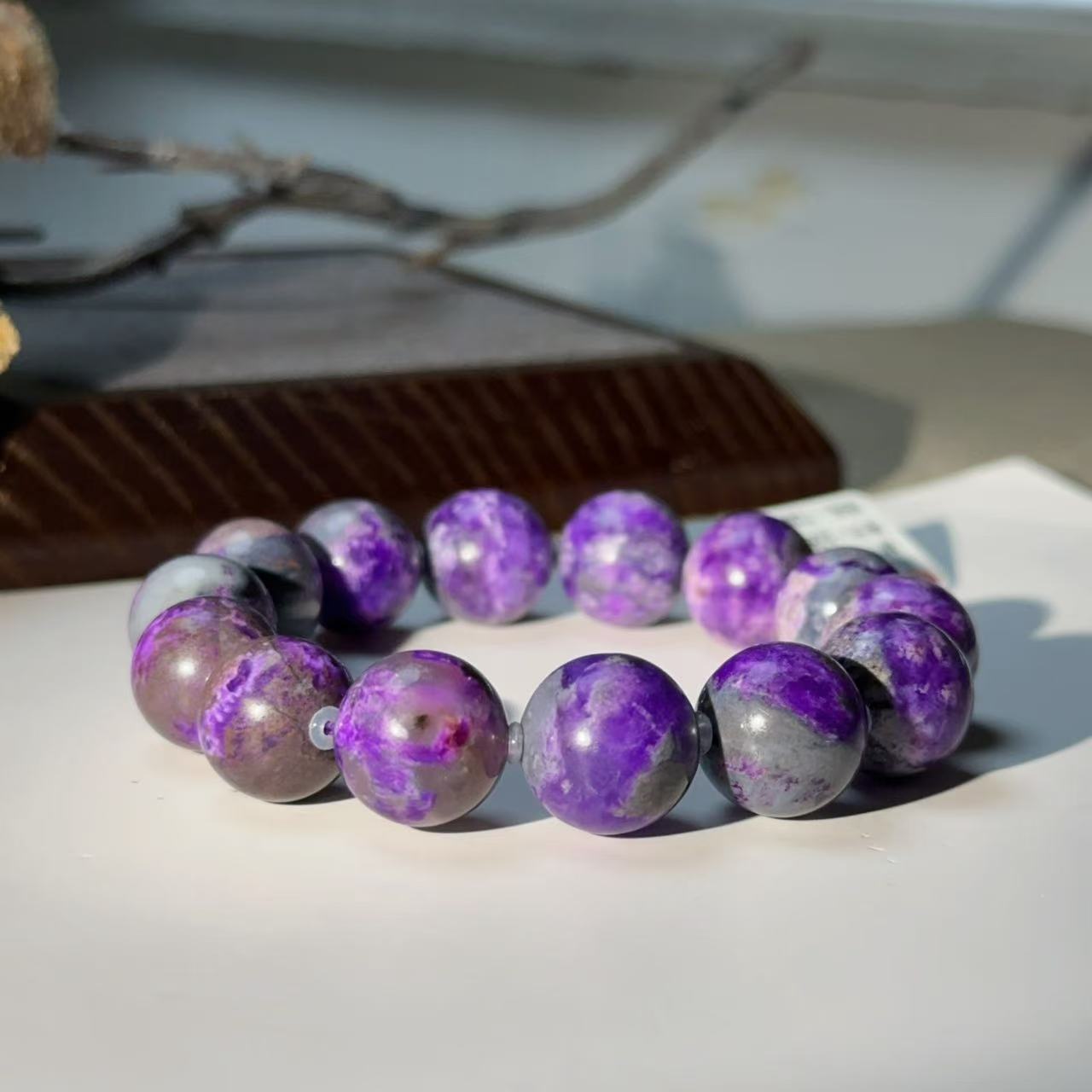 泥地樱花圆珠手串12MM/AZB3350