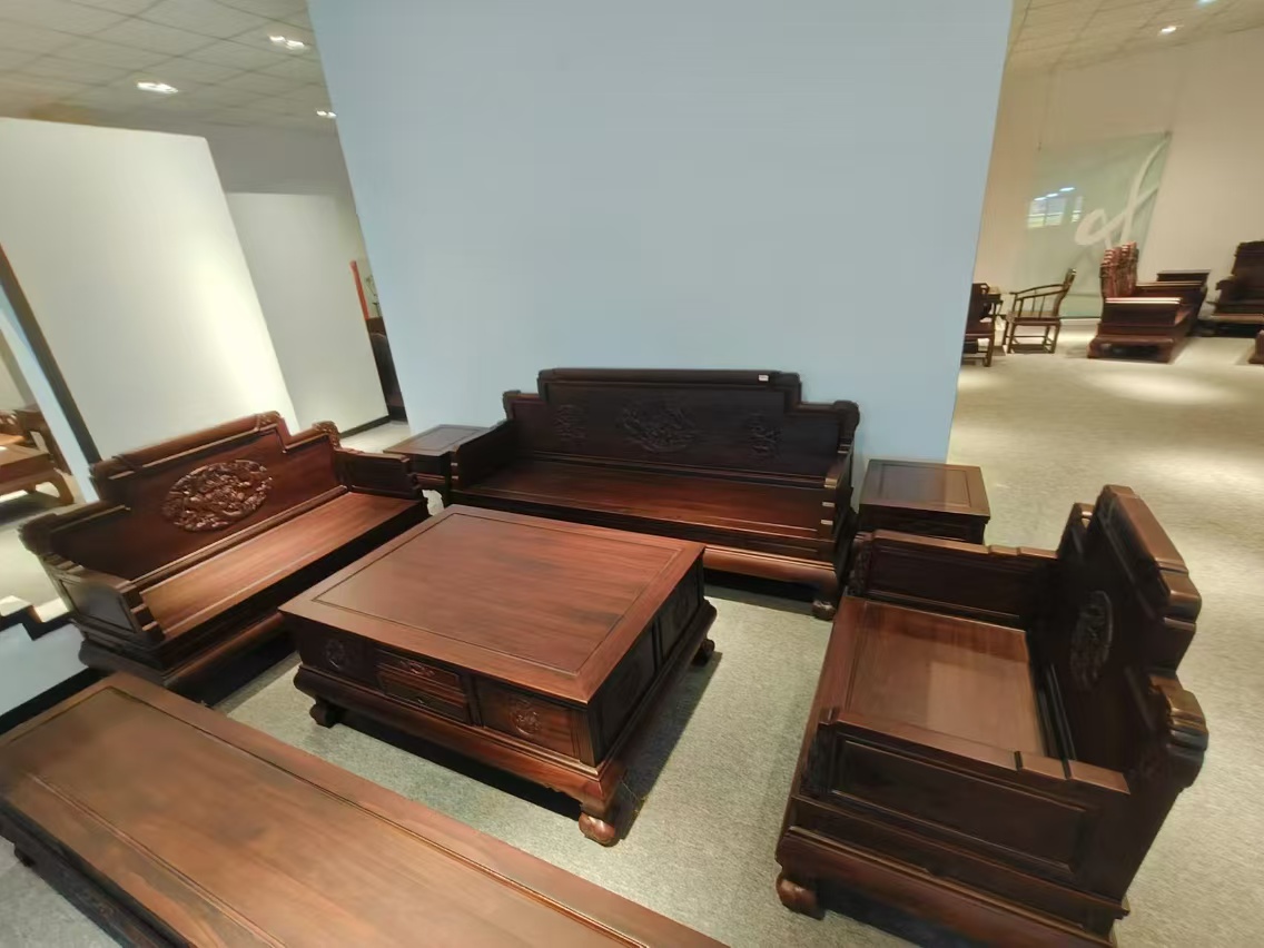 龙凤呈祥雕花123客厅以上沙发古典客厅成套雕花沙发木质家用