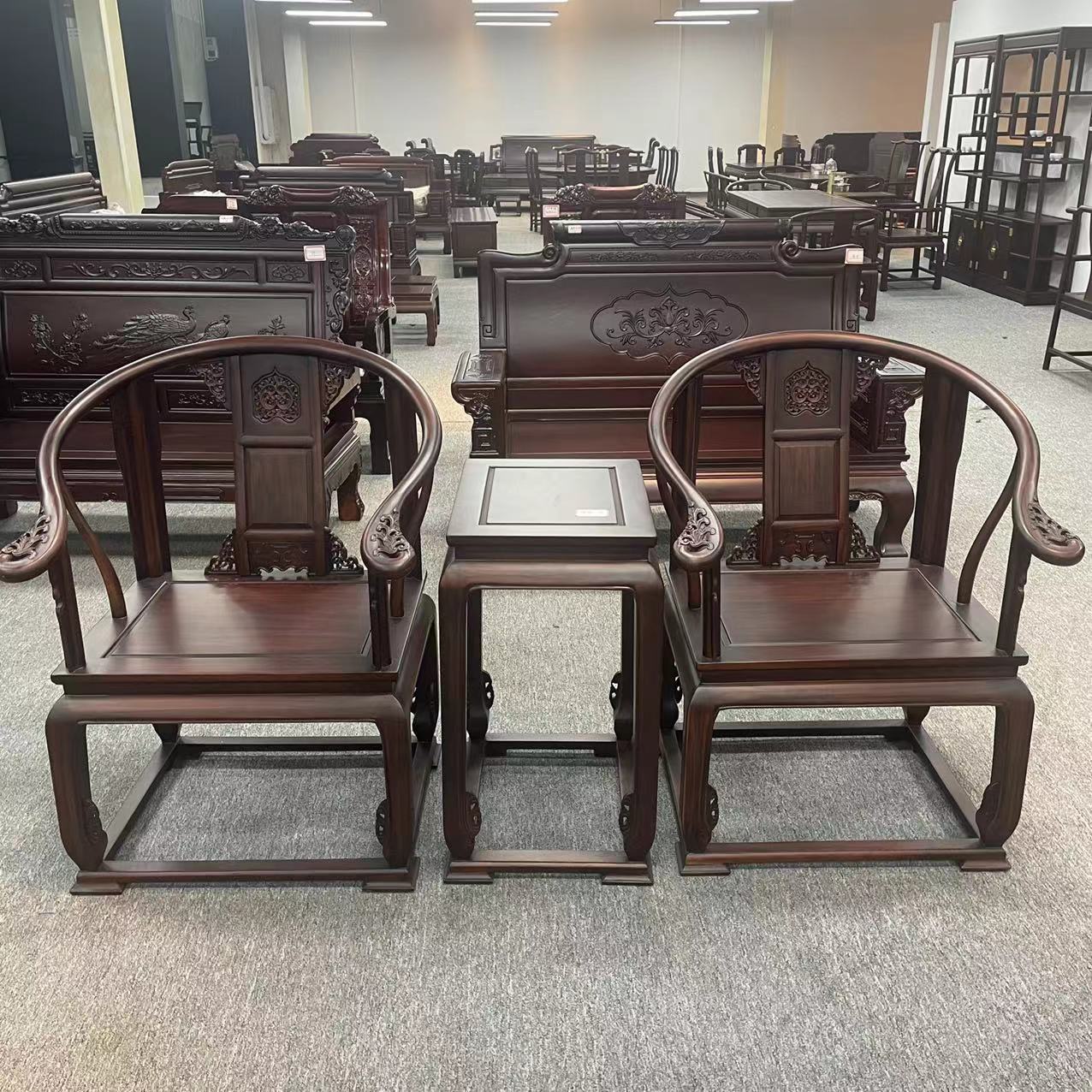 皇宫椅三件套沙发椅子禅意古典茶椅新中式圈椅三件套