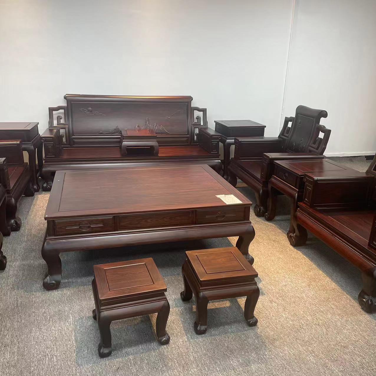 清雅123客厅以上沙发古典客厅成套雕花沙发木质家用