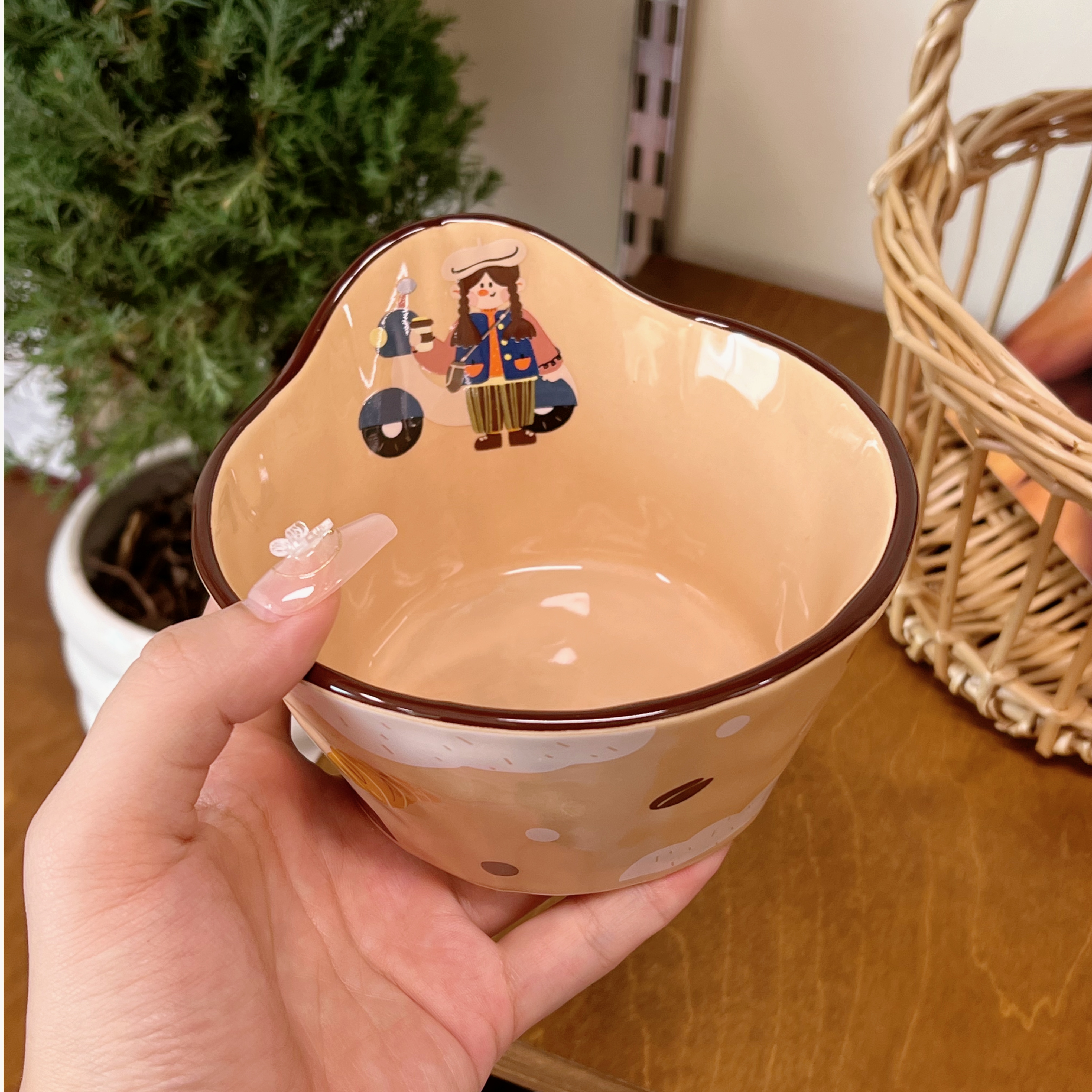 【大宣插画师联名款】可爱卡通陶瓷美拉德大容量米饭碗小汤碗