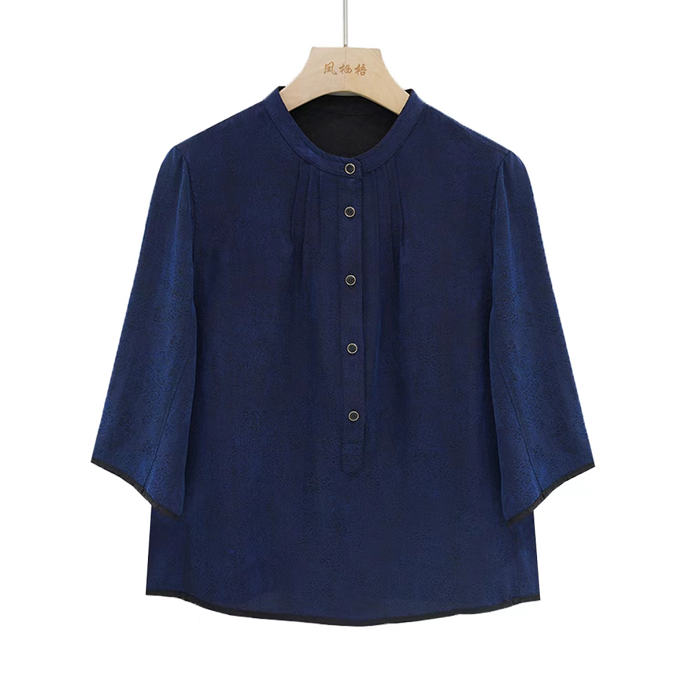 花似伊高定桑蚕丝香云纱提花单排扣双面穿上衣 FB23511X2