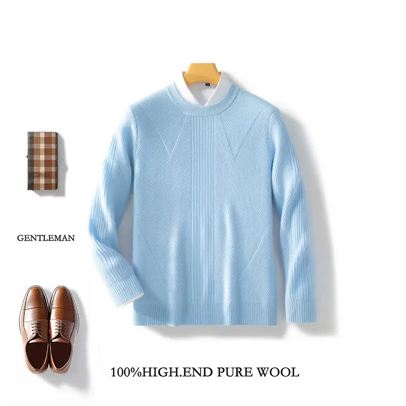 100%羊绒男士针织衫大码圆领休闲大码商务内搭打底上