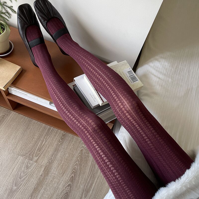 复古安可拉红连裤袜千禧年y2k辣妹显瘦时髦弹力唯美爱心丝袜女