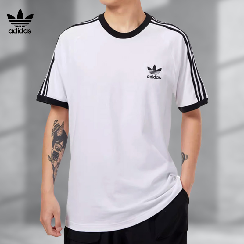adidas/阿迪达斯三叶草短袖T恤情侣款纯棉休闲宽松半袖LY-IA4846