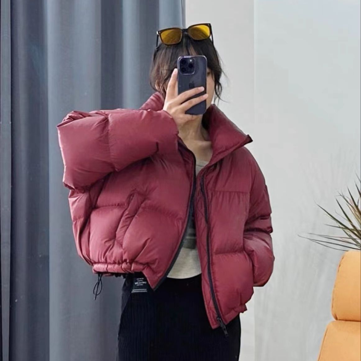 新款2023羽绒服反季新款服女短款修身外套韩版加厚小个子立领时尚
