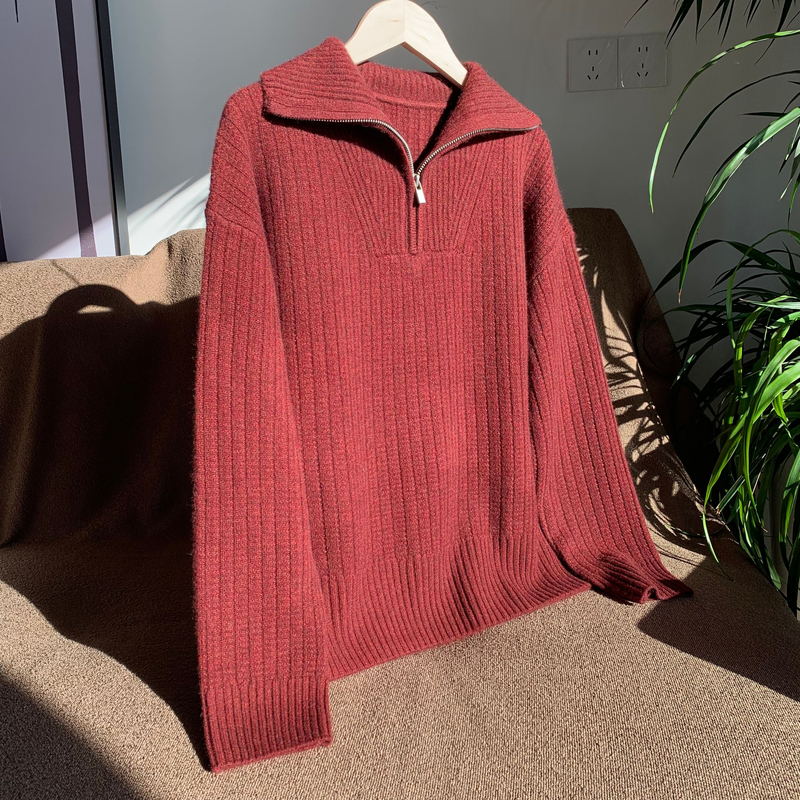 小H 半拉链套头衫羊绒衫针织衫