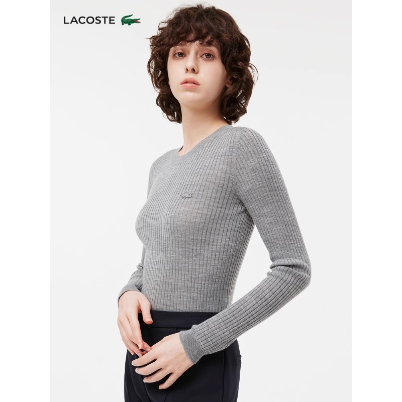 LACOSTE法国鳄鱼女装春秋季时尚百搭圆领毛衣|AF2576