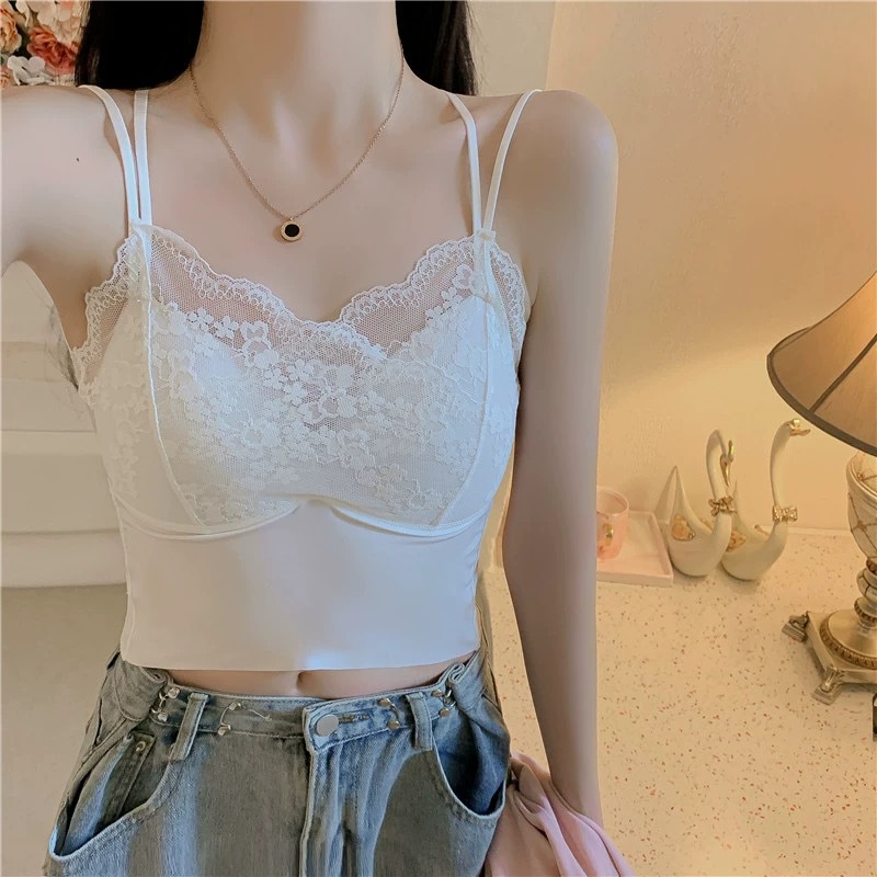 艾日秀春夏爆款法式无痕美背后交叉不可拆卸胸垫短款抹胸女E6735