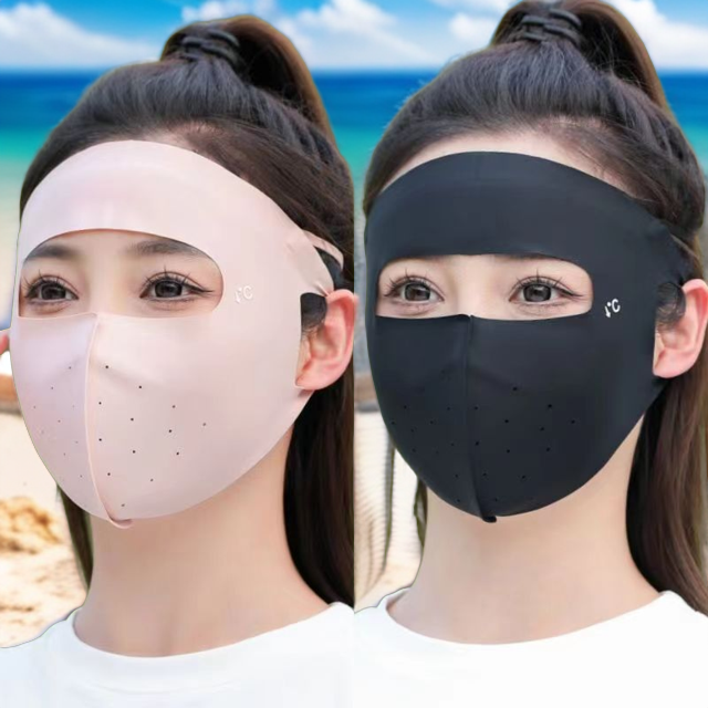 一片式透气薄款防晒面罩遮脸防紫外线口罩冰丝面罩