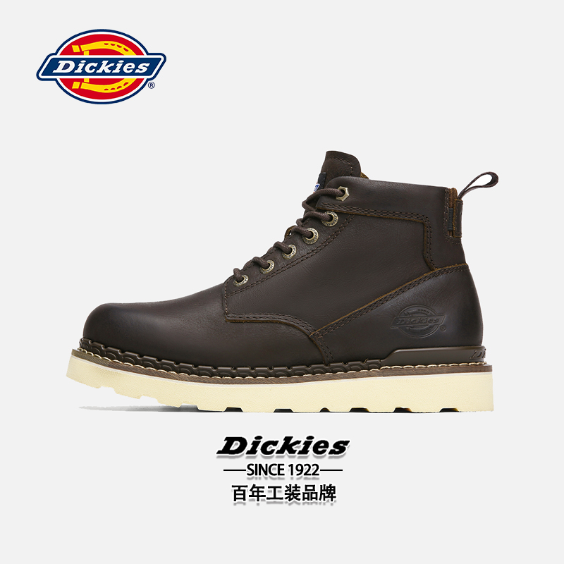 Dickies马丁靴男款秋季真皮高帮男鞋英伦风工装靴男士厚底靴子男