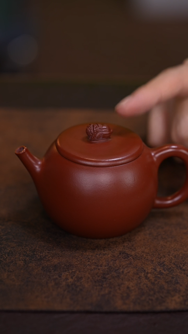 【闪购商品】紫砂茶壶朱泥光素百财圆鼓
