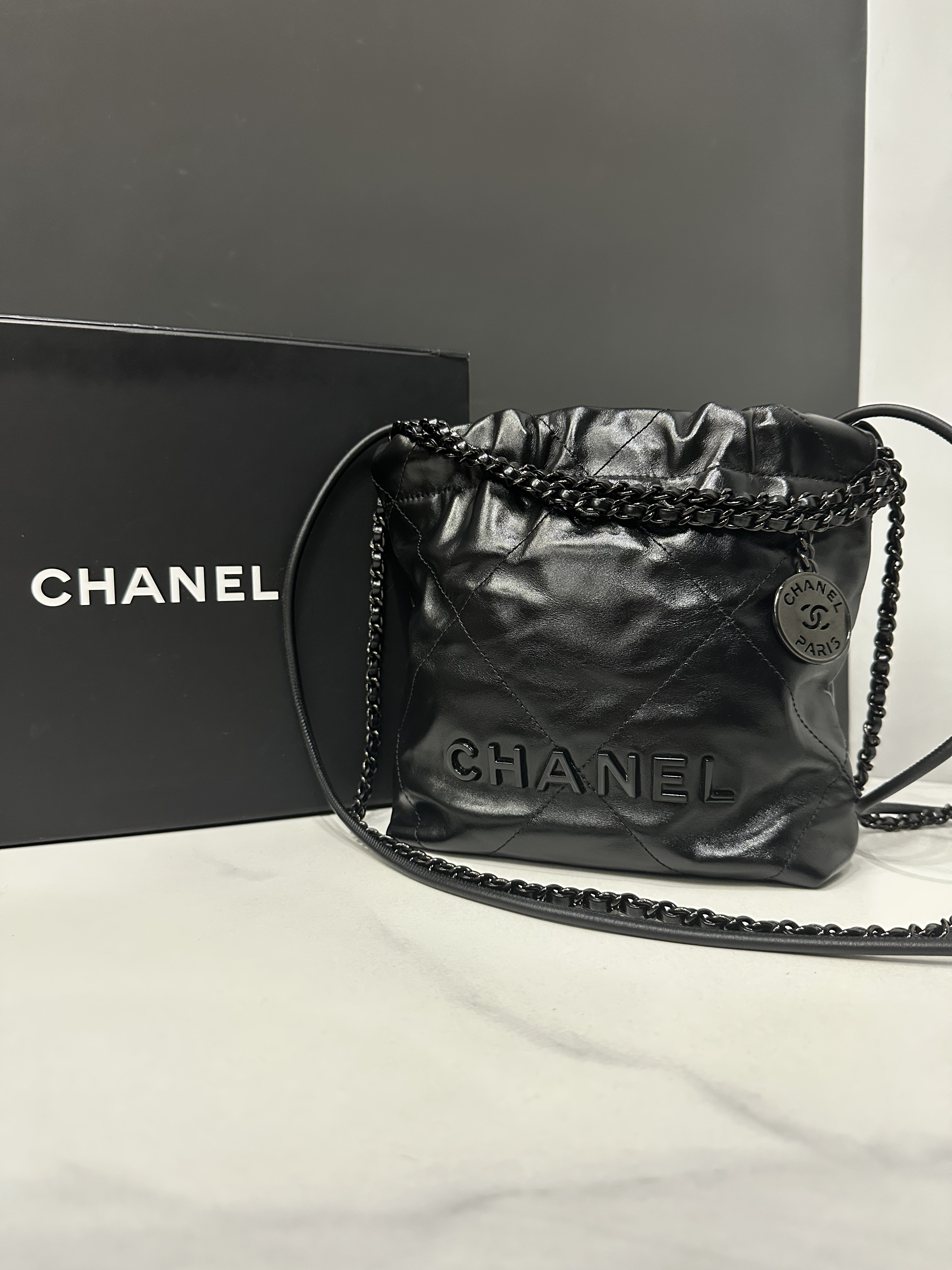 99新 Chanel/香奈儿 soblack mini22bag芯片18cm/JJ04102507