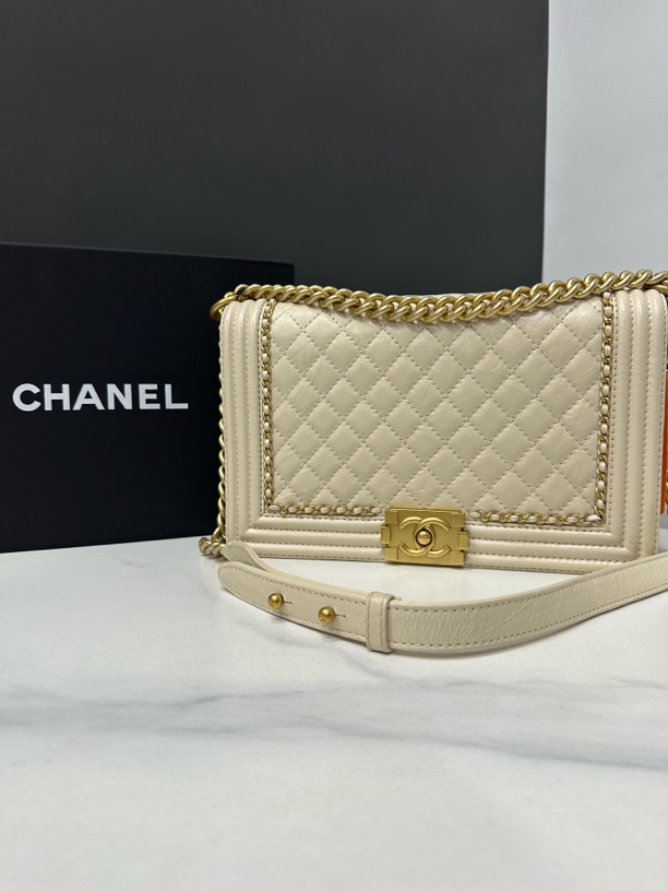 95新 Chanel/香奈儿 宫廷leboy链条包23开27cm/0294121009