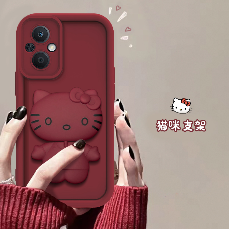 oppo A96手机壳猫猫支架款网红爆款天眼硅胶全包防摔可爱女款软壳