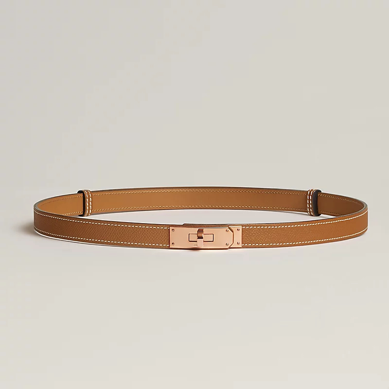 全新未使用 Hermes/爱马仕 Kelly 棕色 玫瑰金 腰带 全套礼盒