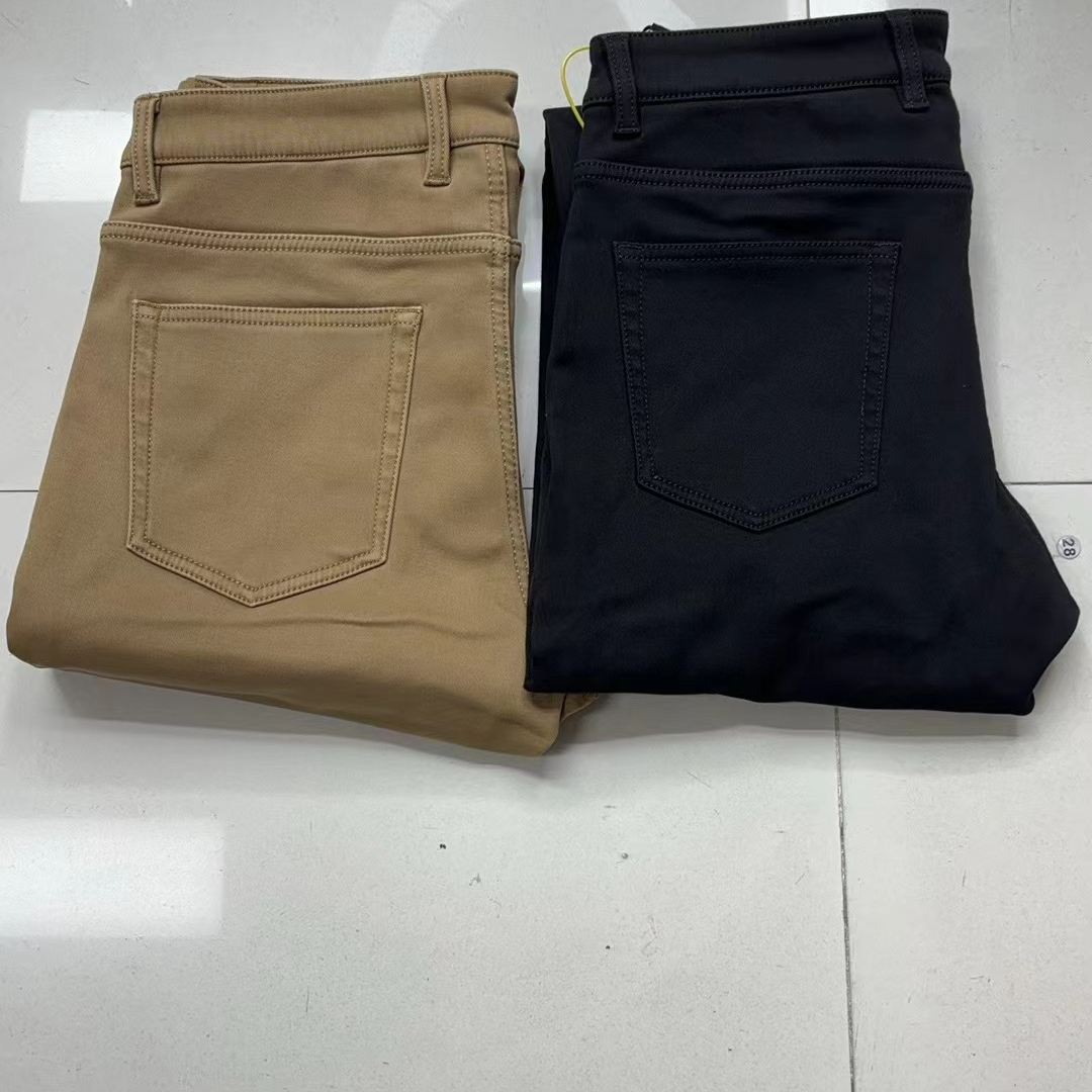 啊秀2024秋冬新款加绒加厚男士时尚牛仔裤百搭弹力小直筒男装