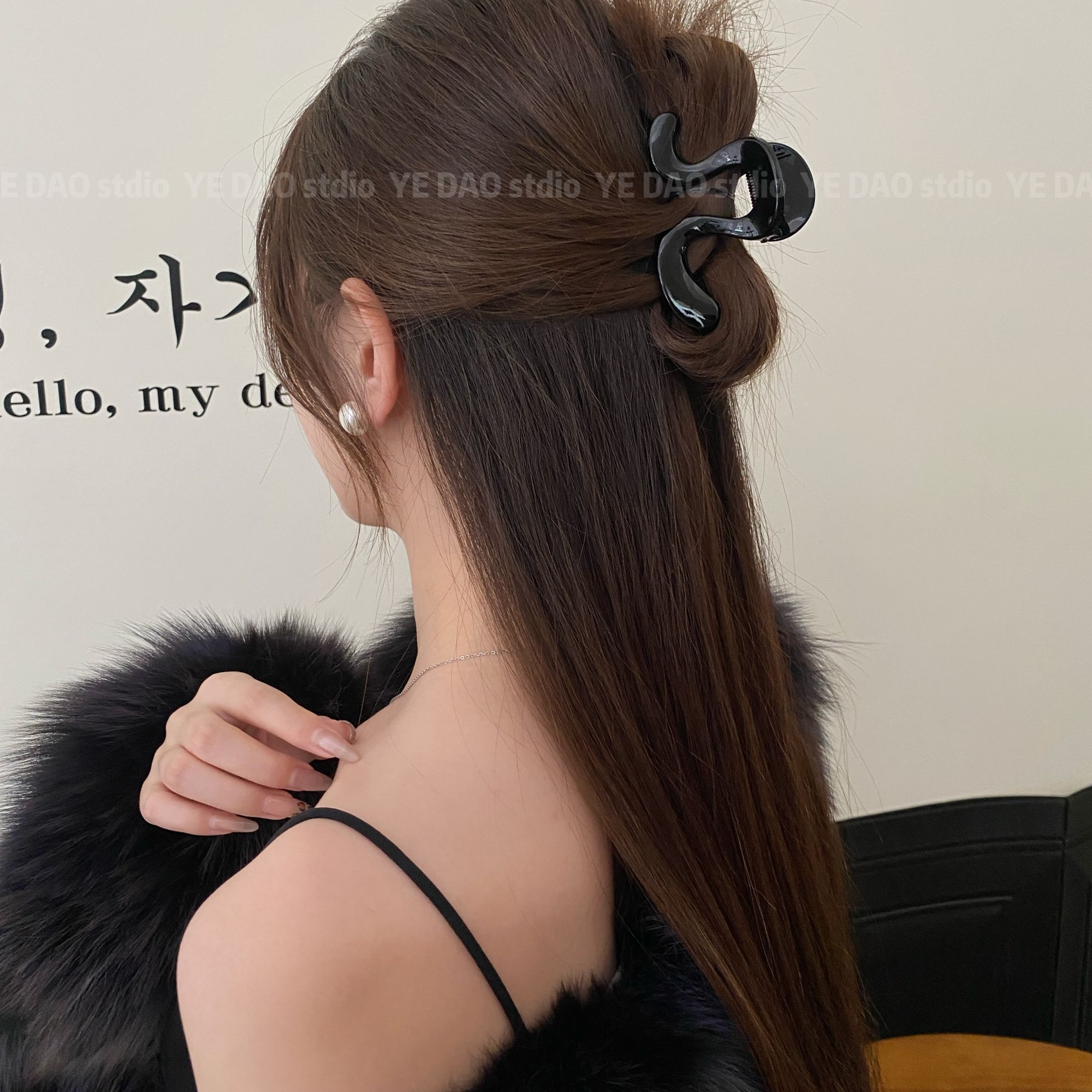 松弛感秋冬新款波浪新款百搭半扎高级感后脑勺发饰发卡夹子头饰