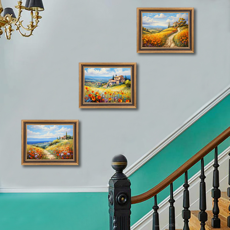 418】50*40福利款金色麦田丰收客厅餐厅书房走廊挂画小风景花卉横