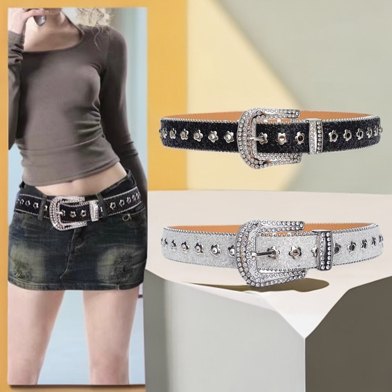皮带女水钻皮带宽腰带装饰欧美时尚个性亮片牛仔裤带百搭潮流裤带