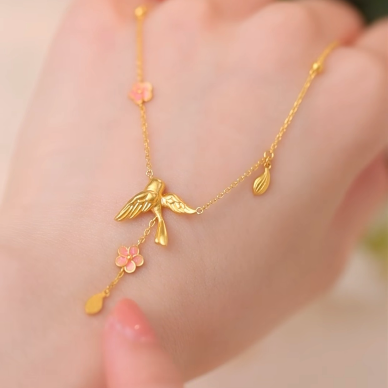 周大生国家宝藏十二花神喜上眉梢足金套链