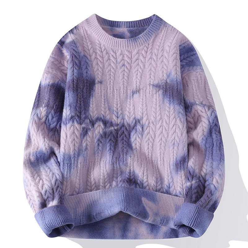 2024秋冬新款时尚休闲圆领套头百搭长袖宽松潮流毛衣针织衫9260