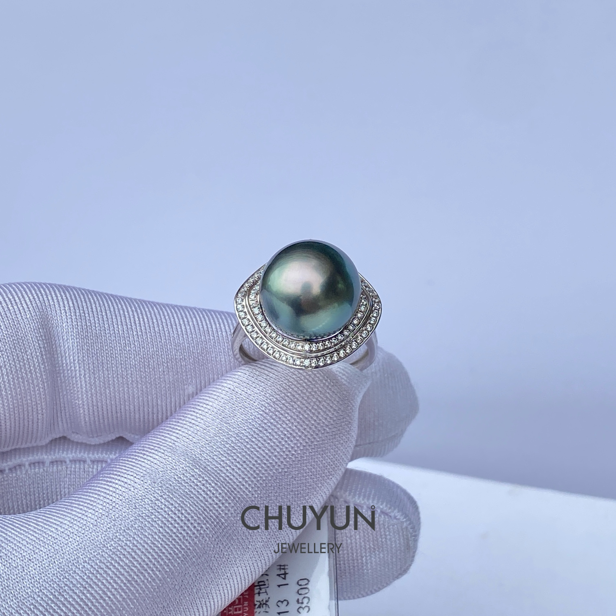 CHUYUN JEWELLERY/珠韵首饰18K金镶嵌大溪地珍珠戒指12.5mm