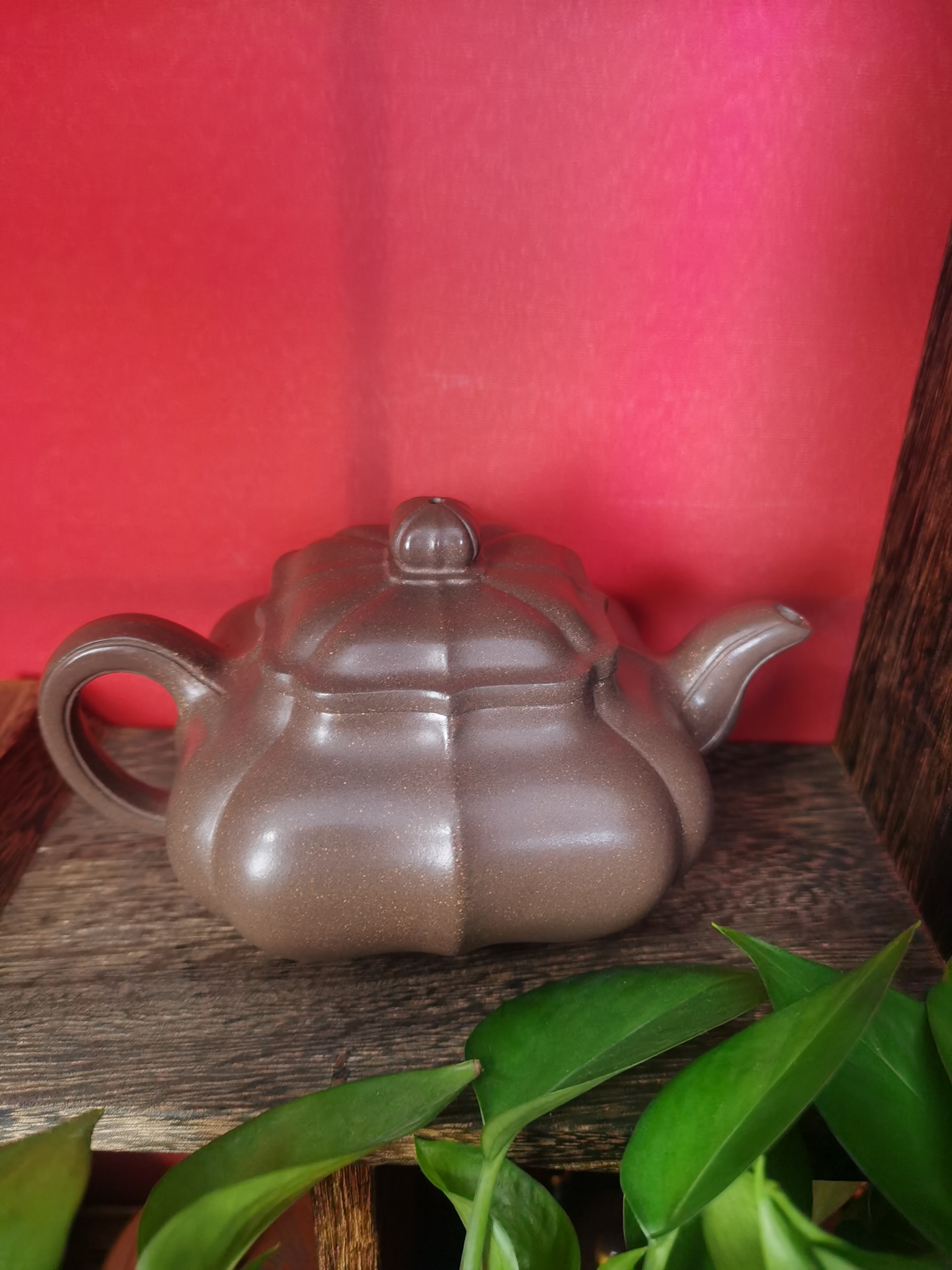 宜兴稀有古天青泥手工筋纹四方传炉壶紫砂壶280cc(红窑高品)