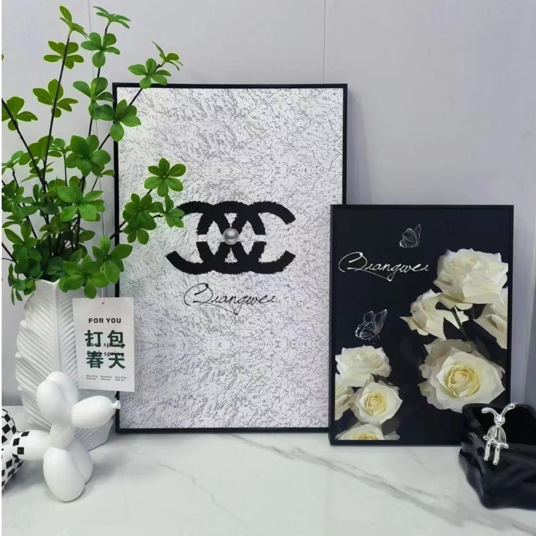 铝合金边框细闪磨砂面装饰画ins风北欧风摆画卧室客厅沙发挂画