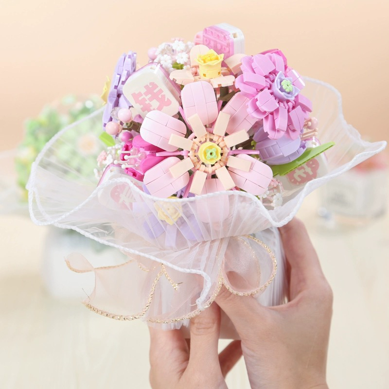 永不凋谢的积木花成人小颗粒拼装女孩系列玩具送女生闺蜜生日礼物