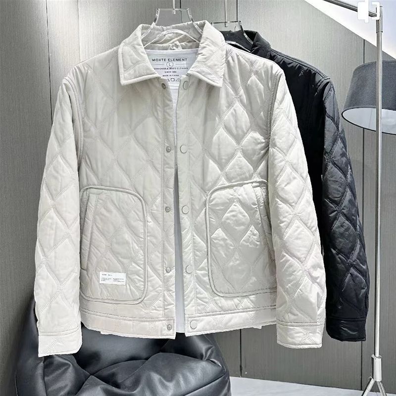 男士翻领二棉保暖外套时尚纯色显瘦纯色棉衣棉服休闲秋冬季上衣潮