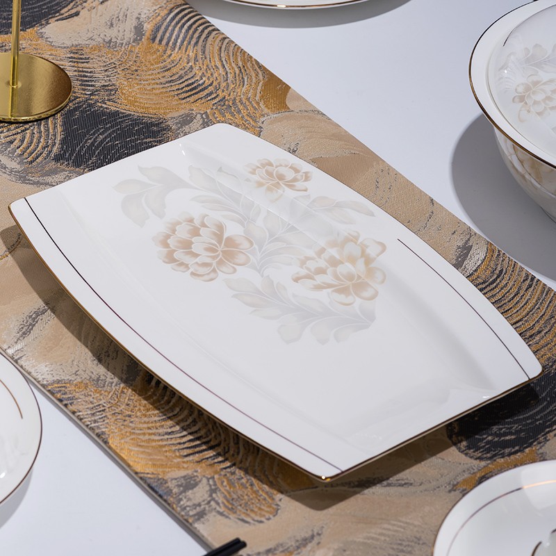 y12英寸鱼盘1个椭圆蒸鱼盘子家用纯白高颜值盘子2024新款网红北欧