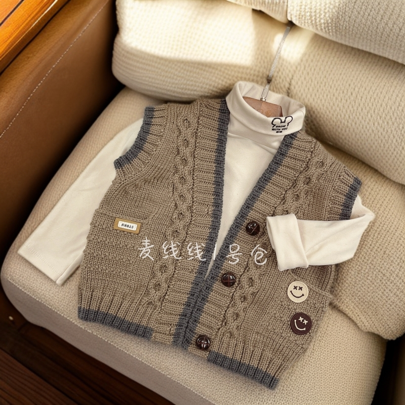 27#（马甲款）经典铜钱花开衫材料包 (不是成品）手工保暖柔软毛线 