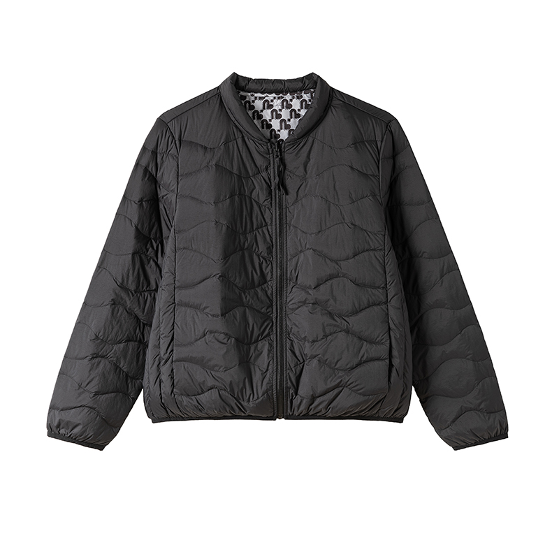 双面穿秋冬轻薄长袖鹅绒服休闲百搭防寒保暖短款羽绒服，衣长57起