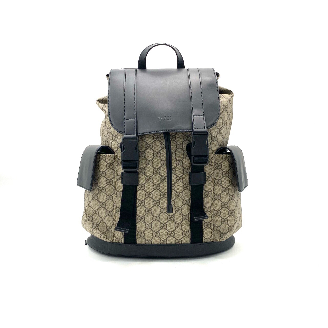 95新 GUCCI/古驰 经典老花双扣双肩包 尺寸30/42翻盖瑕疵