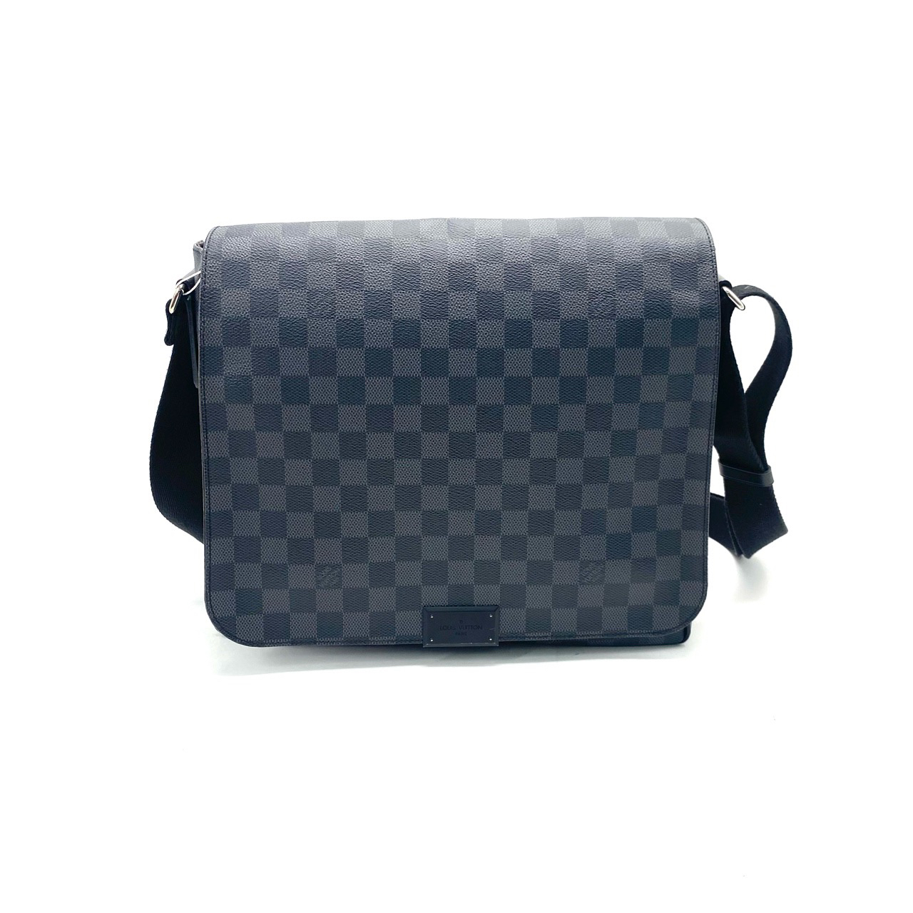 99新 LouisVuitton/路易威登 黑棋盘格翻盖邮差包 尺寸31/26中号
