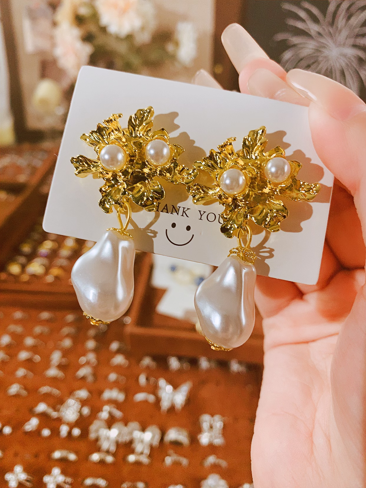 铜合金锆石耳饰 【七夕专拍】耳钉配饰宫廷风设计