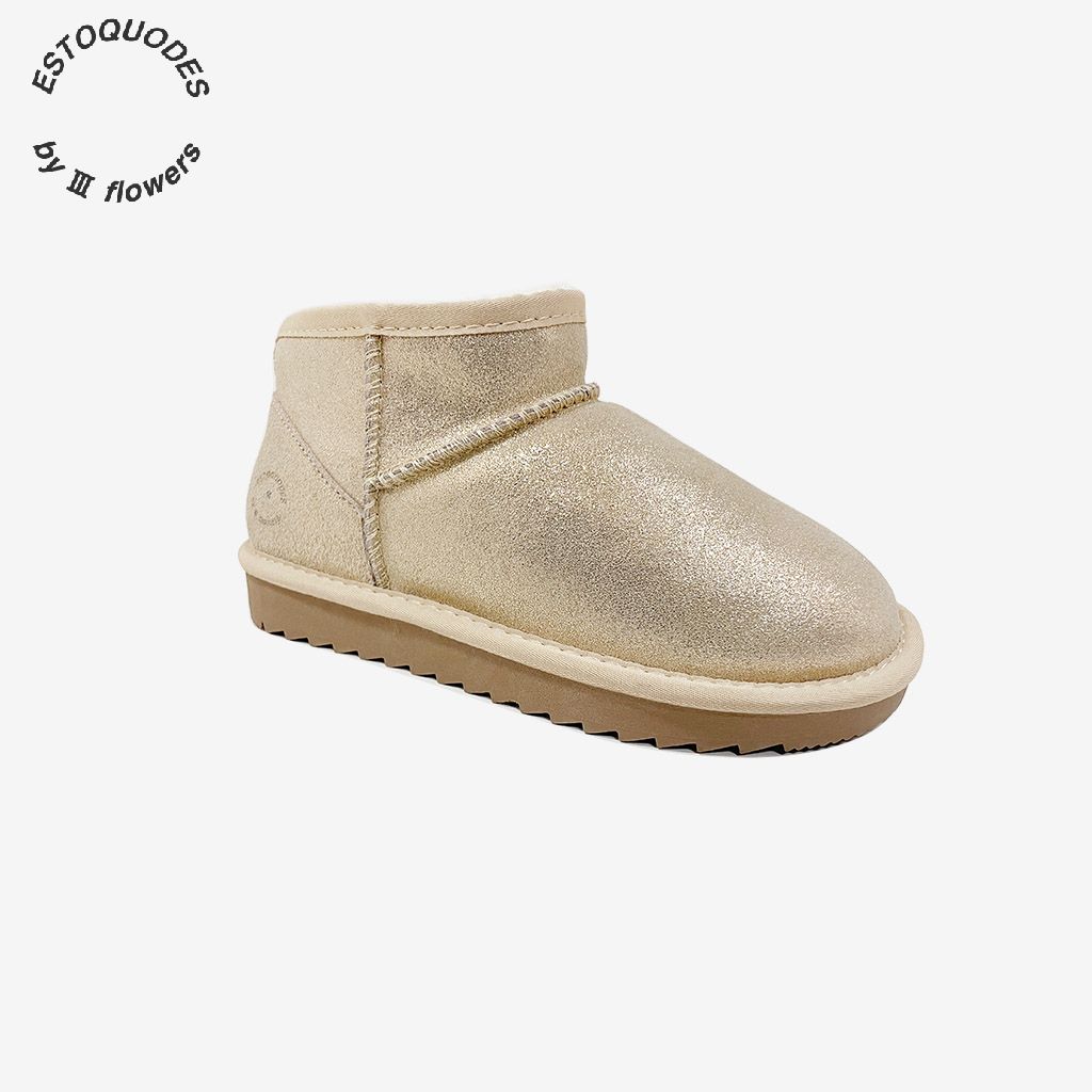 2023冬季新款时尚闪粉短筒靴百搭休闲鞋保暖舒适真皮羊毛雪地靴