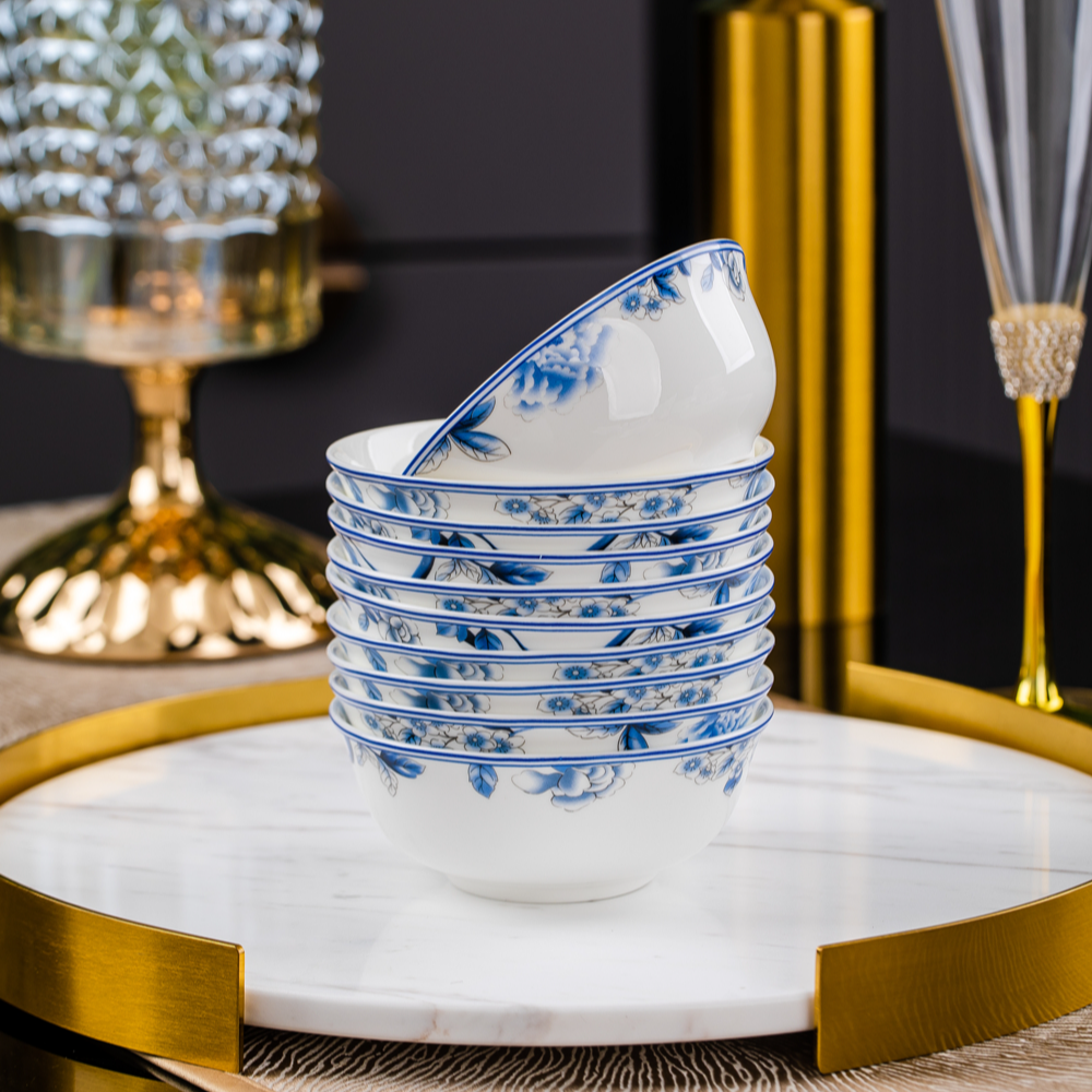 4英寸小汤碗10个（不是饭碗）景德镇骨瓷餐具青花瓷家用中式碗酒店