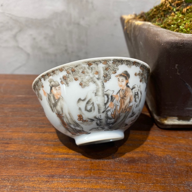 墨彩吹箫引凤纹碗