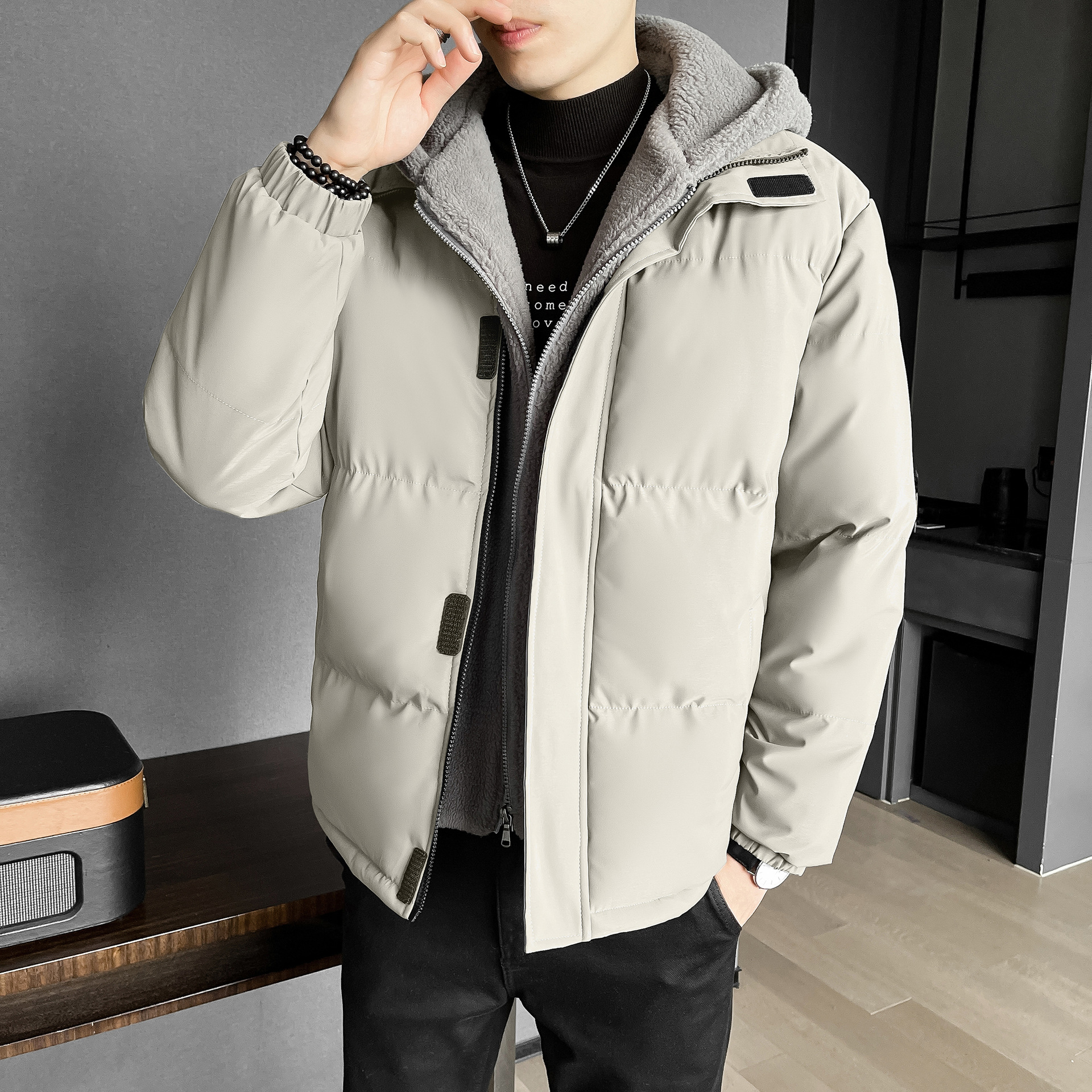 波司登羽绒衣男式现货加肥加大码2023冬季新款假两件连帽面包服摇