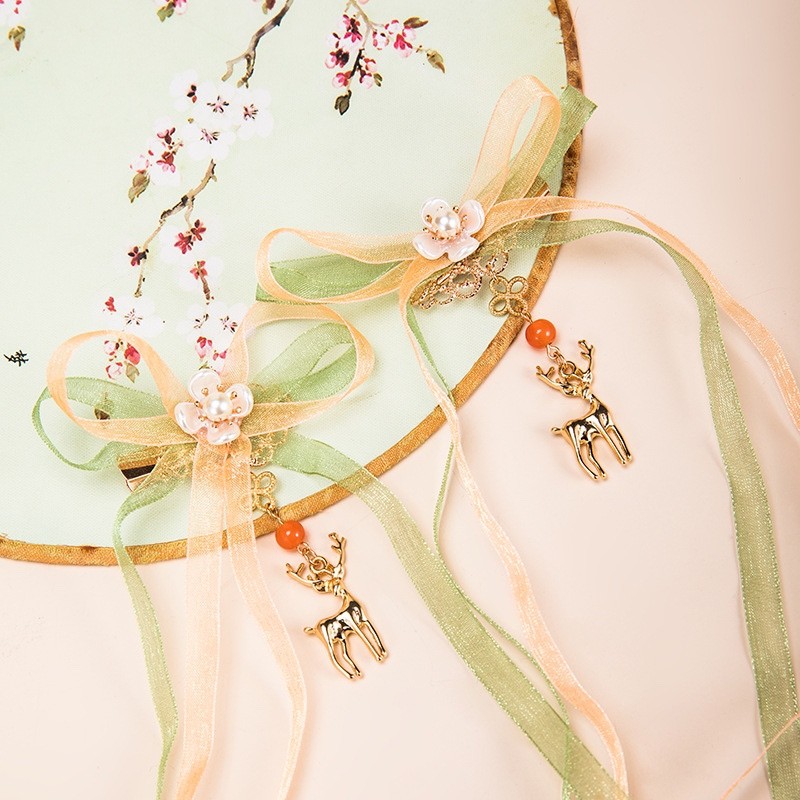 汉服头饰古风飘带发饰瑶瑶发夹遇见神鹿仙气汉服古装中国风超仙