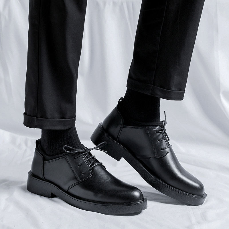 英伦商务男士休闲皮鞋男韩版潮流增高潮鞋2023新款青年单鞋-R