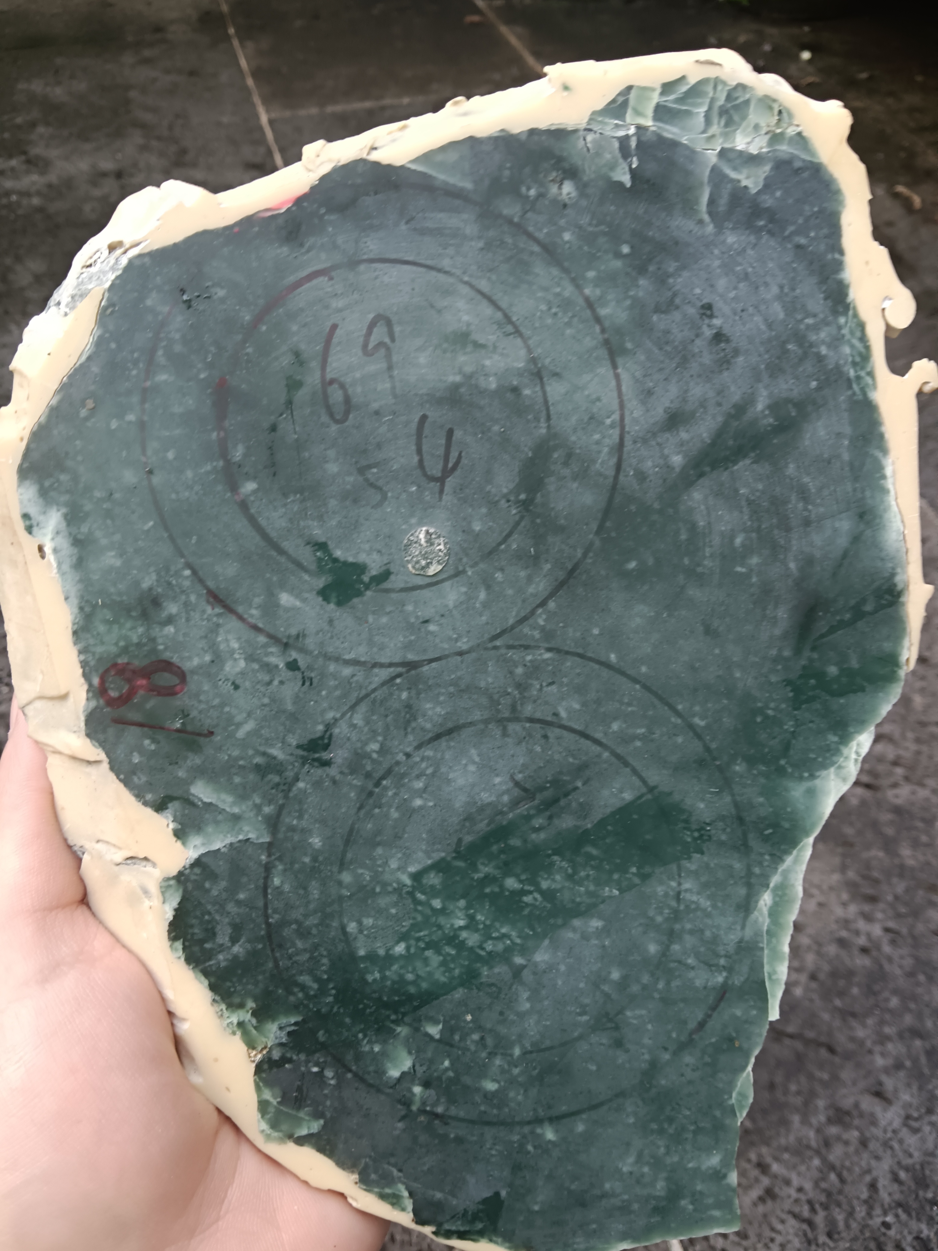 纯天然翡翠原石板料片料蓝水料可以开俩条手镯整板一起出